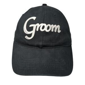 Groom Strapback Baseball Cap Black One Size Adjustable Embroidered 6 Panel UMG